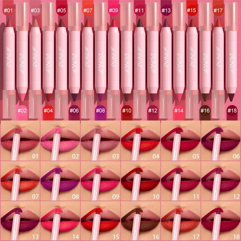 18-Color Matte Velvet Lip Liner Pencil | Waterproof Long-Lasting