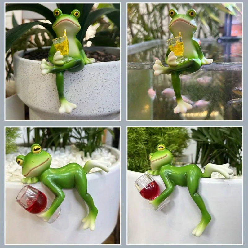 Miniature Frog Figurines | Funny Frog Planter Hugger Garden Decor