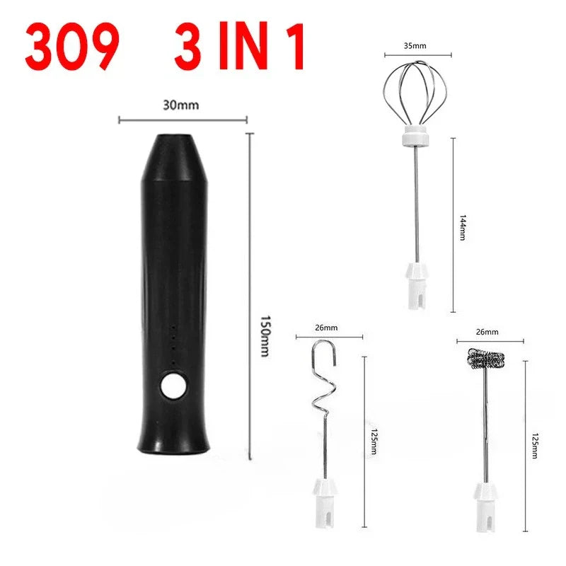 USB Rechargeable Electric Milk Frother & Egg Beater 3-Speed
