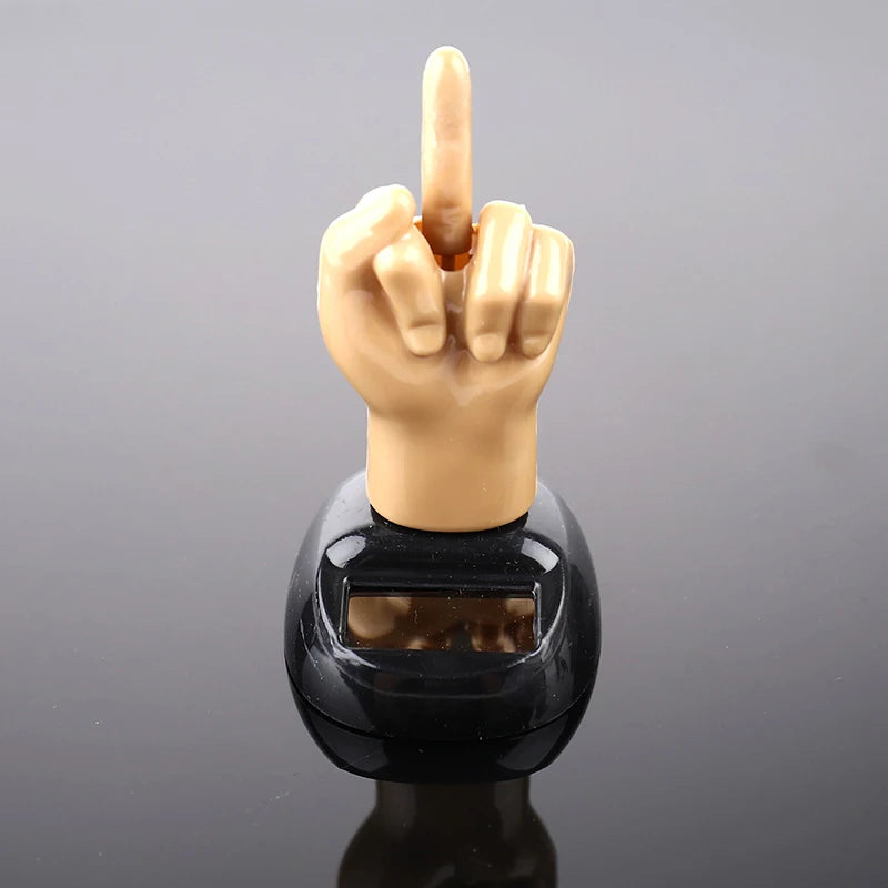 Solar Powered Middle Finger Dancing Car Bobblehead Ornament