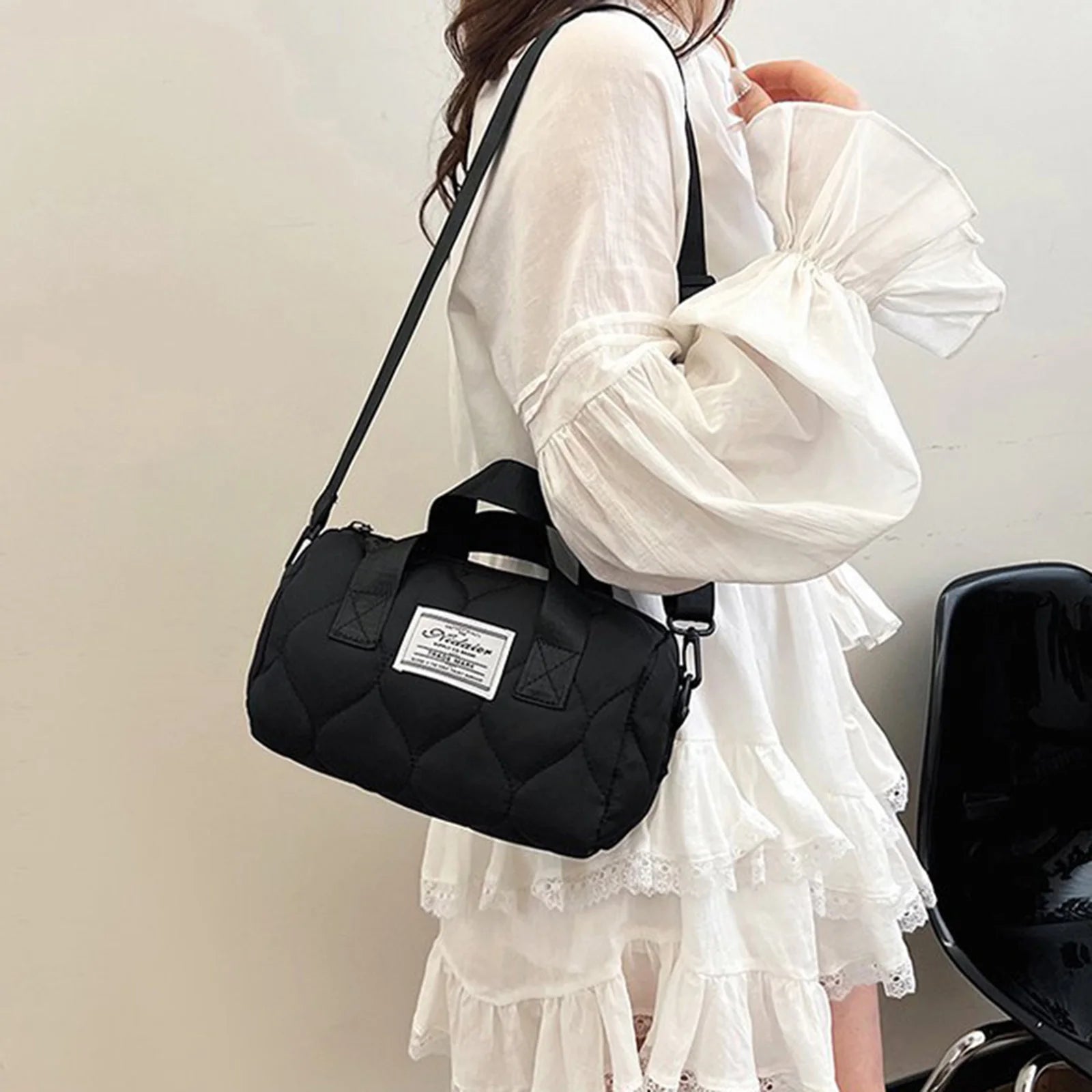 Women Cotton Tote Bag Crossbody Handbag for Gym Travel Leisure Use with Waterproof Coating Peaceful Pleasures Health and Wellness