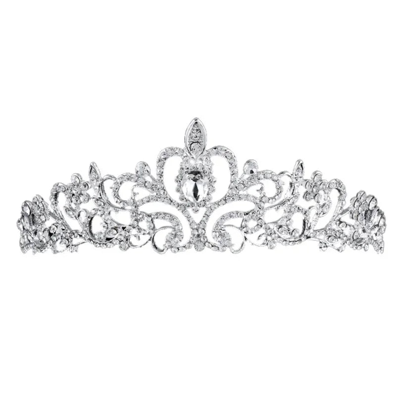 Wedding Hair Tiara Crystal Bridal Crown Silver Diadem Veil Tiaras