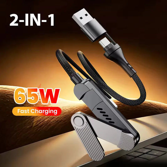 65W 3-in-1 USB-C Fast Charging Cable with Phone Stand Holder Fast Charging Cable Peaceful Pleasures Health and Wellness