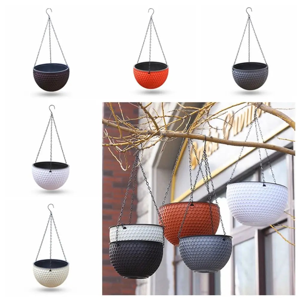 Honeycomb Hanging Flower Pot | Self-Watering with Drainer & Chain