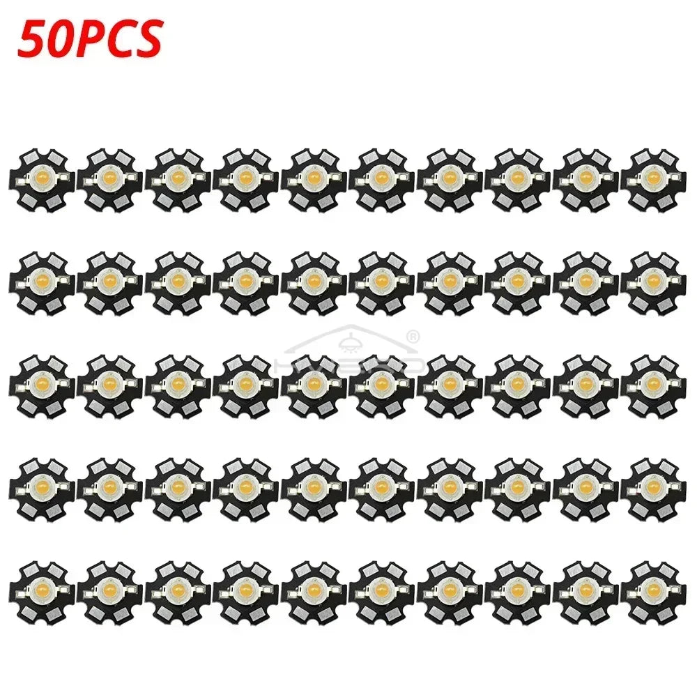1W High Power LED Chips Warm White 20mm Star PCB | 10/50/100 Pack
