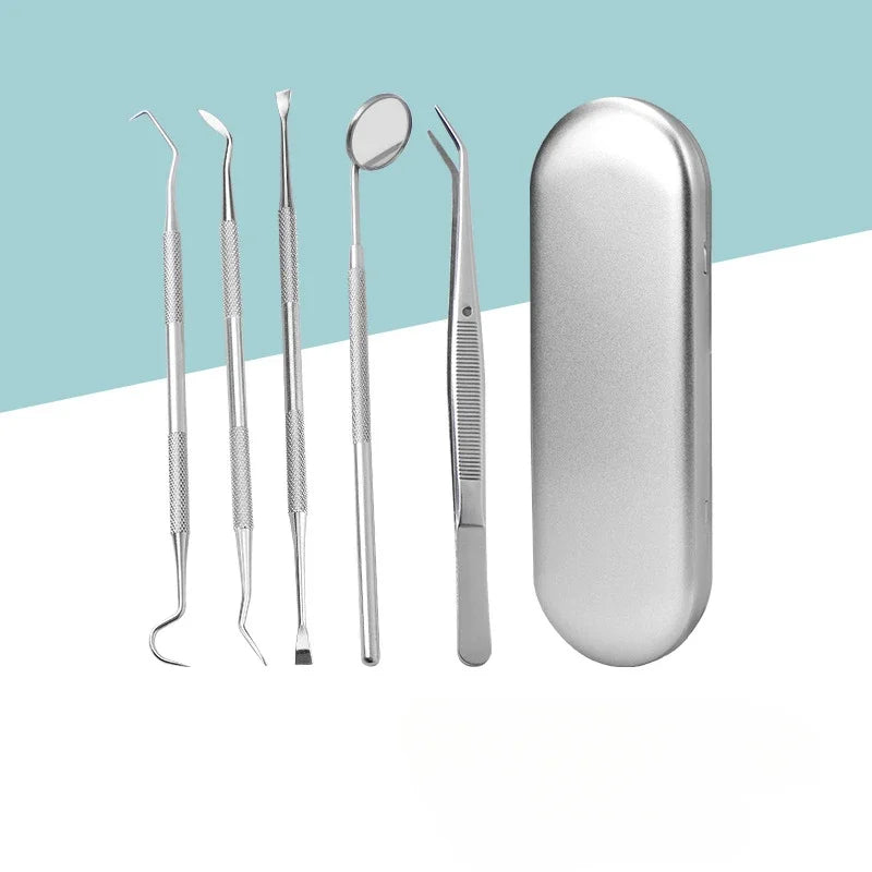 Stainless Steel Tooth Cleaner Tool Oral Care Sets Teeth Tools Kits Clean Scraper Products Peaceful Pleasures Health and Wellness five piece sets