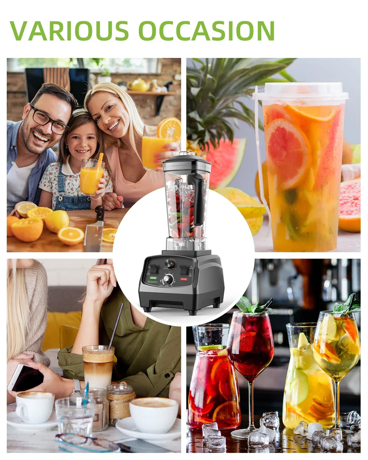 BioloMix 3HP 2200W Heavy Duty Blender | 2L BPA Free Jar Blenders Peaceful Pleasures Health and Wellness