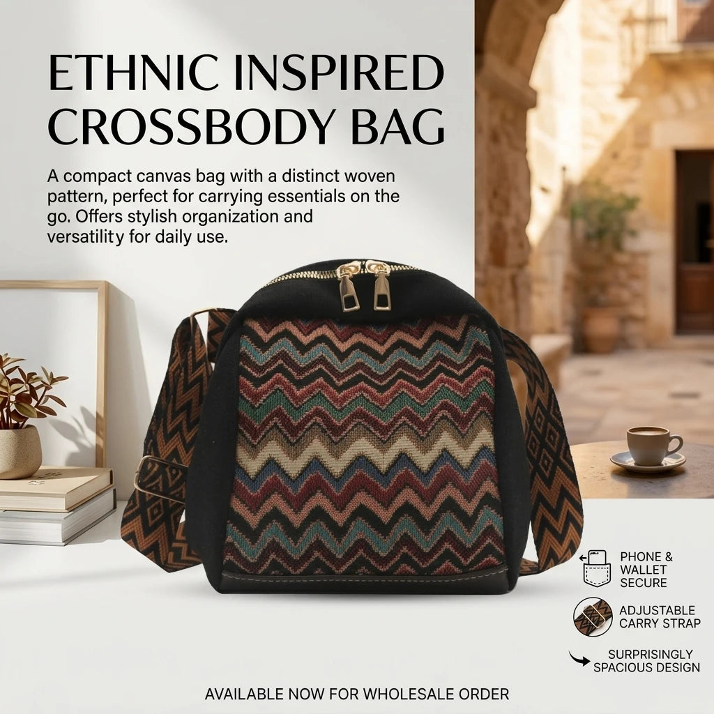 Ethnic Style Canvas Shoulder Bag For Women Large Capacity Mobile Phone Bag With Adjustable Strap Peaceful Pleasures Health and Wellness