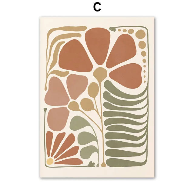 Abstract Floral Canvas Wall Art | Nordic Flower Poster Print Canvas Wall Art Peaceful Pleasures Health and Wellness C 50x70cm Unframed