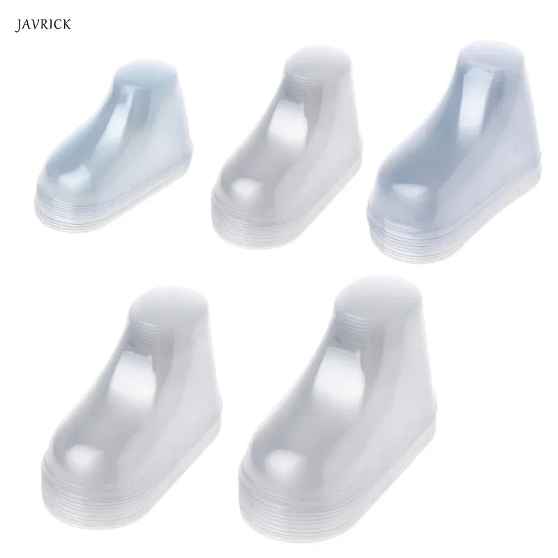 10-Pack Clear PVC Baby Shoe Display Stands | Bootie Showcase