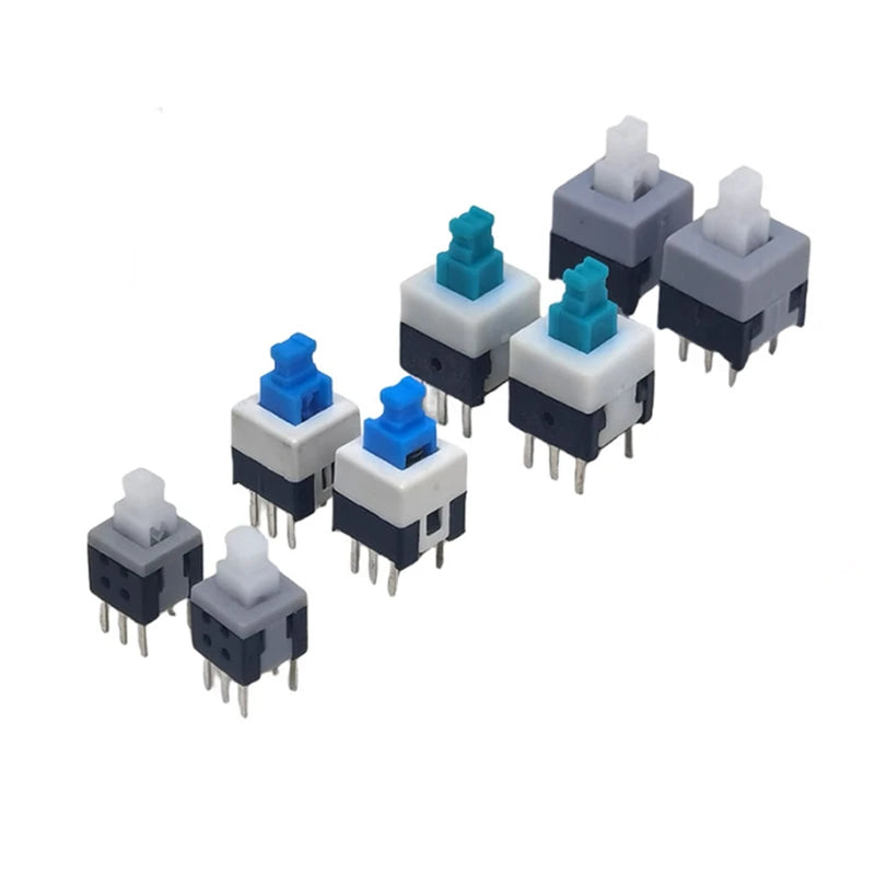 40PCS 5.8*5.8 7*7 8*8 8.5*8.5mm Self Locking & Non Locking Push Tactile Power Micro Switch Kit 6 Pin Button Switches Each 5pcs Peaceful Pleasures Health and Wellness