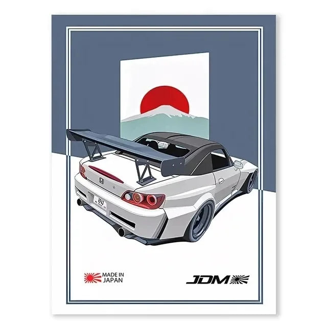 JDM GTR Sports Car Canvas Wall Art Poster | Boys Room Decor
