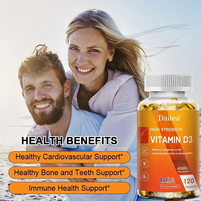 Vitamin D3 Capsules 4000IU Provide Immune, Bone Support, Promote Calcium Absorption, Promotes Muscle Health, Nervous System Peaceful Pleasures Health and Wellness
