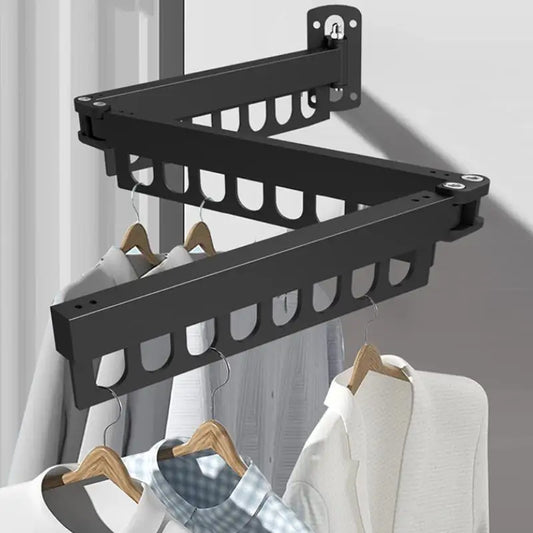 Wall Mounted Foldable Metal Clothes Drying Rack Window Retractable Peaceful Pleasures Health and Wellness