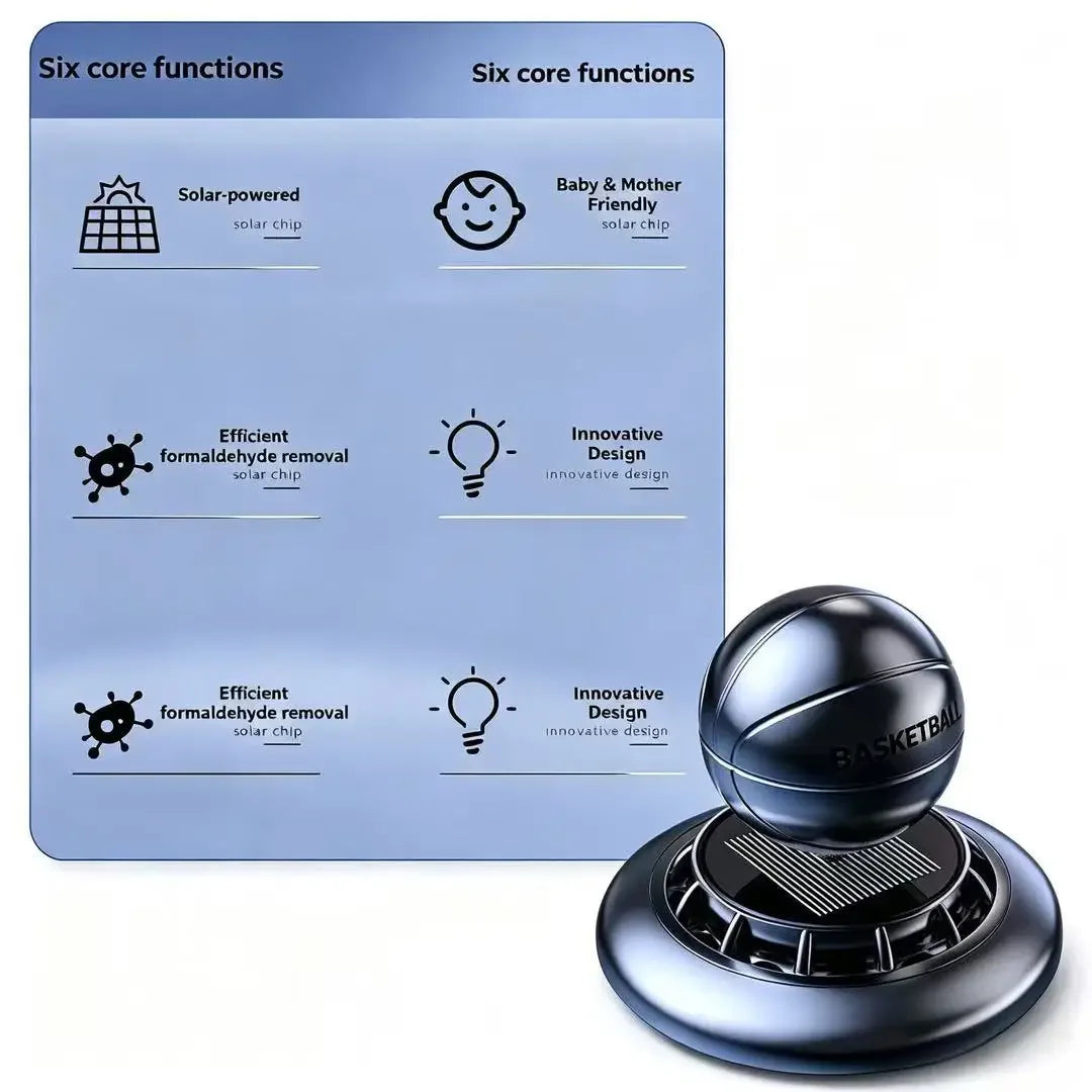 Automatic Rotating Basketball Car Perfume Solar Energy Aromatherapy Diffuser Formaldehyde Remover Long Lasting Light Scent Peaceful Pleasures Health and Wellness