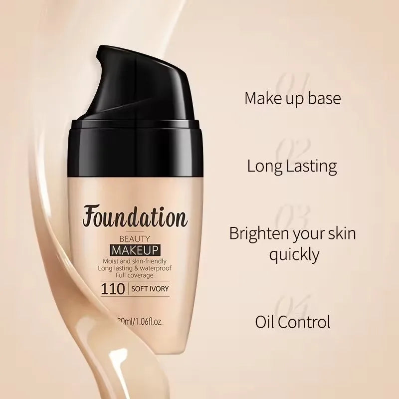 Liquid Foundation Moisturizing Long Lasting Face Comestics Natural Brighten Cover Dark Circle BB Cream Face Base Tone Make Up Peaceful Pleasures Health and Wellness