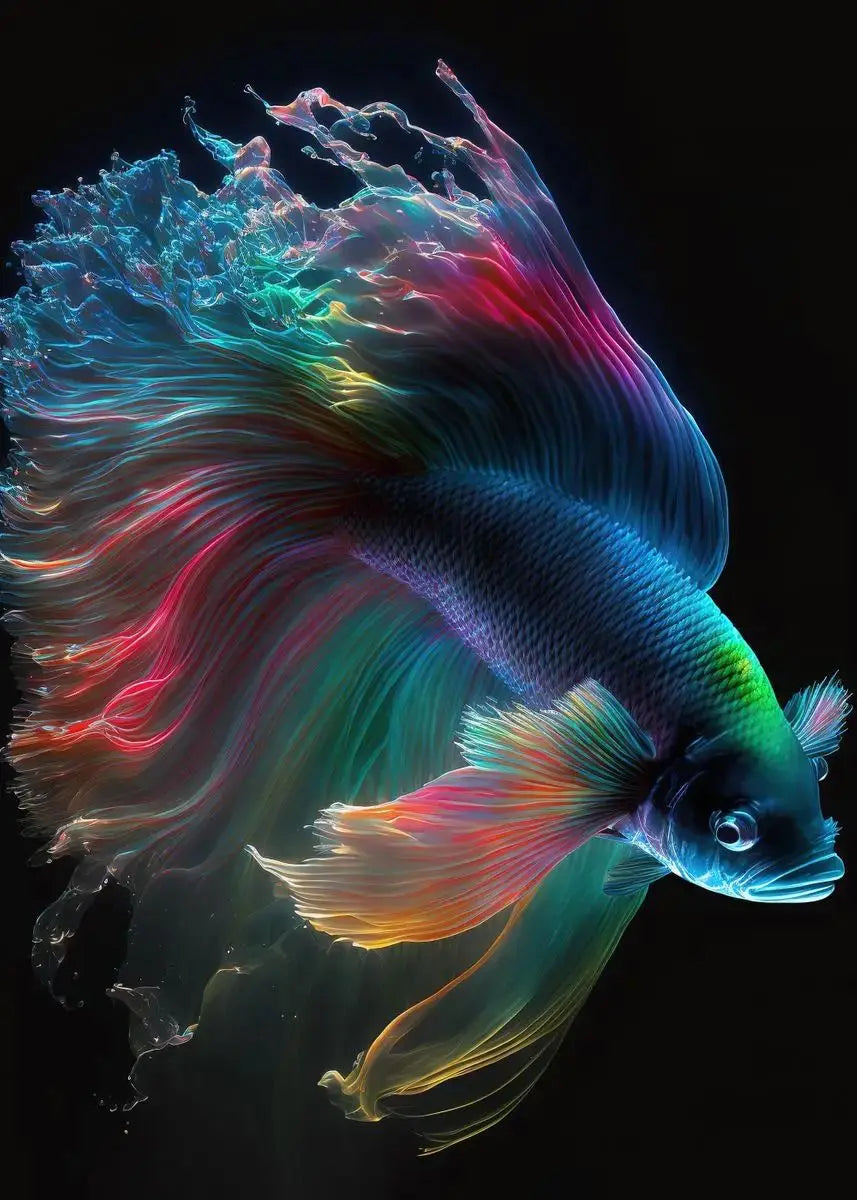 Tropical Fish Canvas Wall Art | Betta Goldfish Rainbow Fish Print