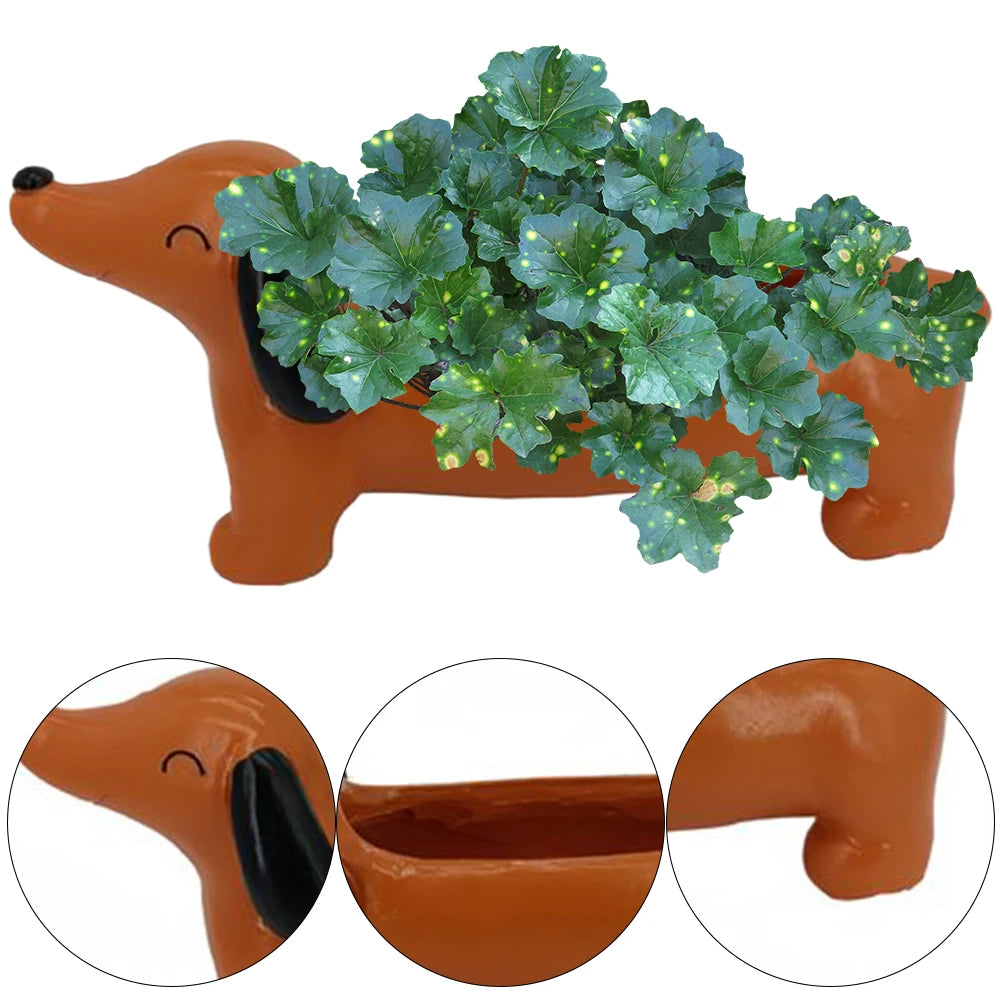Dachshund Resin Plant Pot | Succulent Planter Indoor & Outdoor