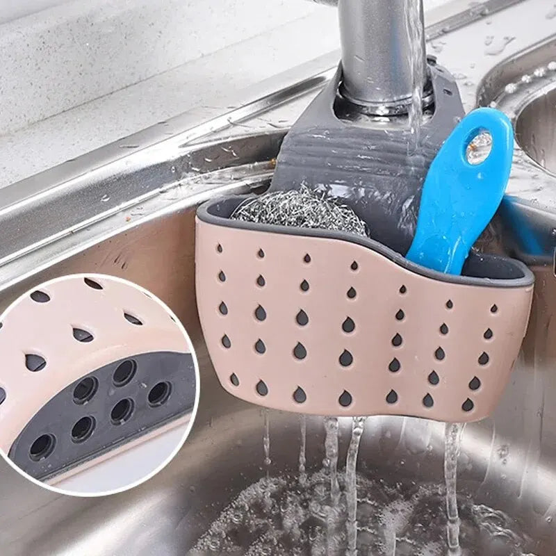 Adjustable Sink Drain Basket – Hanging Sponge & Soap Holder
