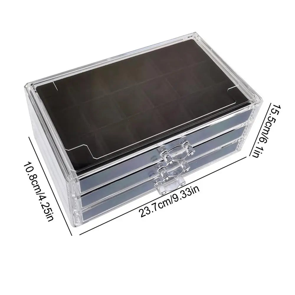 54 Grids Rock Display Case Crystal Gemstone Collection Shelf with Clear Lid Acrylic Organizer for Fossils Minerals Specimens Peaceful Pleasures Health and Wellness Black