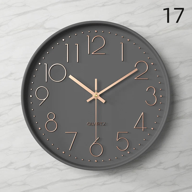 Pointer Display Simple Silent Circular Wall Clock Fashionable Wall Mounted Office Bedroom Clock Home Decoration Peaceful Pleasures Health and Wellness 17