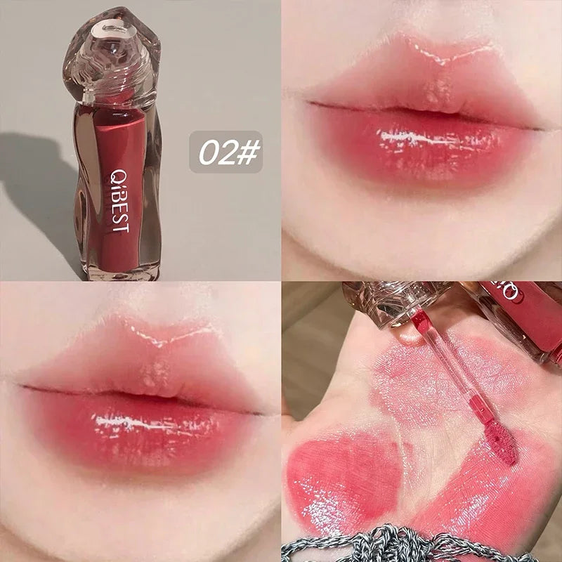 QIBEST 4 Colors Mirror Water Lip Gloss Cosmetics Long Lasting Liquid Lipstick Moisturizing Lip Tint Lip Glaze Korean Makeup Peaceful Pleasures Health and Wellness 02