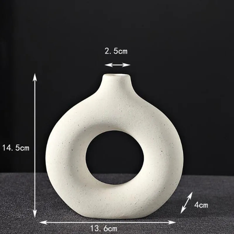 HEYYES Porcelain Doughnut Vase | Ceramic Flower Pot Home Decor