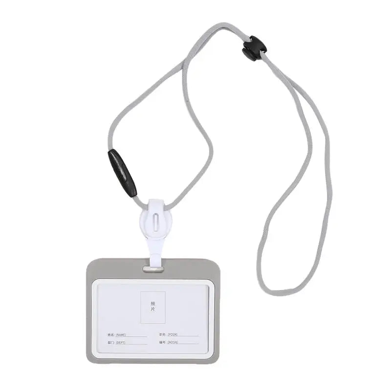 Retractable Badge Reel with Lanyard Transparent ID Card Holder Nurse Accessories for Work Removable Credential Clip Peaceful Pleasures Health and Wellness Gray Horizontal