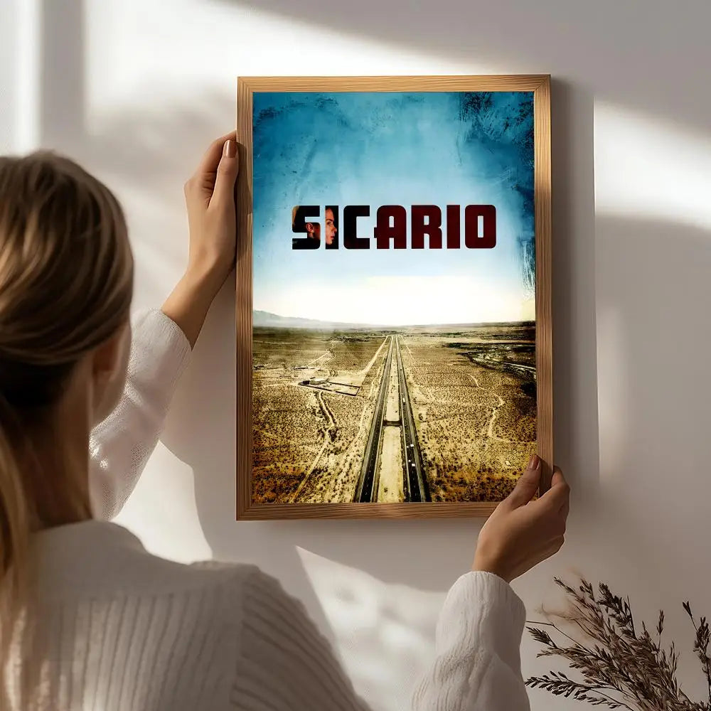 Sicario Movie Poster HD Self-Adhesive Waterproof Wall Art Movie Wall Poster Peaceful Pleasures Health and Wellness White8 21X30cmNoframe