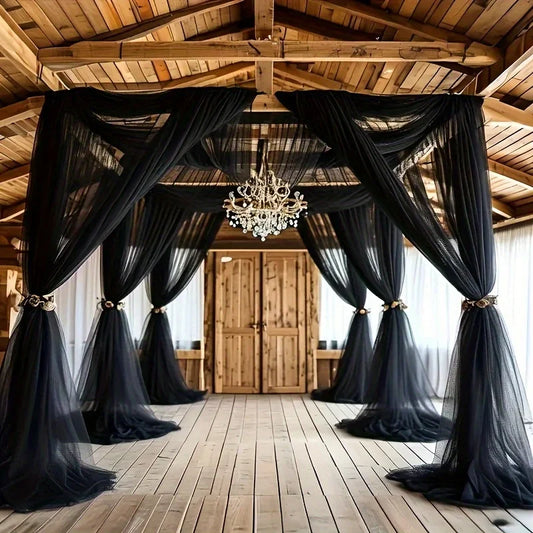Black Tulle Draping Fabric 8M x2 – Wedding Arch & Party Decor Tulle Draping Fabric Peaceful Pleasures Health and Wellness