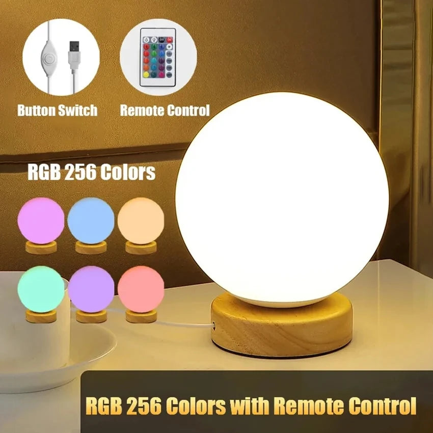 RGB Color Changing LED Night Light USB Rechargeable LED Table Lamp Bedside Lamp for Home Office Bedroom Living Room Light Peaceful Pleasures Health and Wellness