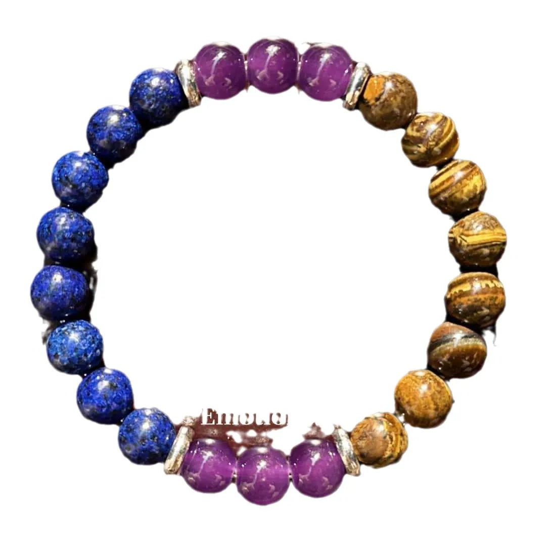 Stone Beads Bracelet Amethyst Tiger Eye Crystal Quartz Agate Gem Beads Bangles Women Reiki Healling Jewelry Gift Mens Bracelet Peaceful Pleasures Health and Wellness
