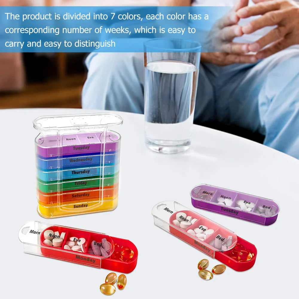 7 Days Pill Medicine Box Weekly Monthly Tablet Holder Storage Organizer Container Case Pill Box Splitters Pharmacy Pill Case Peaceful Pleasures Health and Wellness