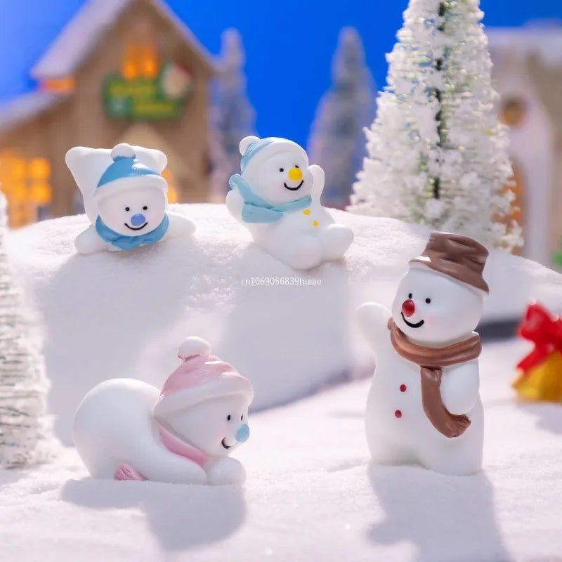Mini Christmas Snowman Figurine Cartoon Snow Man Doll Miniature Snowman Statue Desktop Micro Landscape Accessories Home Decor Peaceful Pleasures Health and Wellness