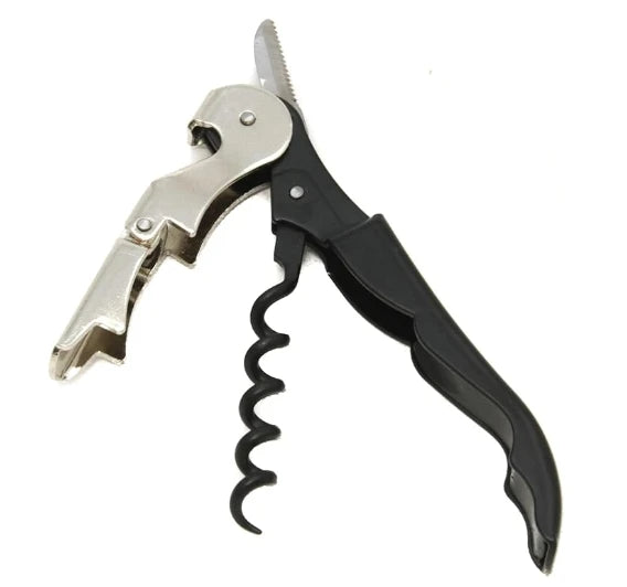 Wine Opener Waiter Corkscrew, Professional Wine Key for Servers, Bartender with Foil Cutter, Manual Wine Bottle Opener Double Hi Peaceful Pleasures Health and Wellness black