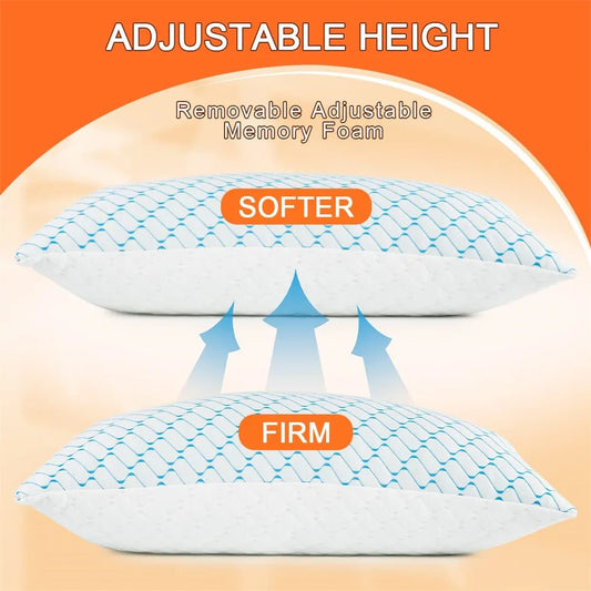 Height Adjustable Cooling Pillow | Shredded Memory Foam Cooling Memory Foam Pillow Peaceful Pleasures Health and Wellness
