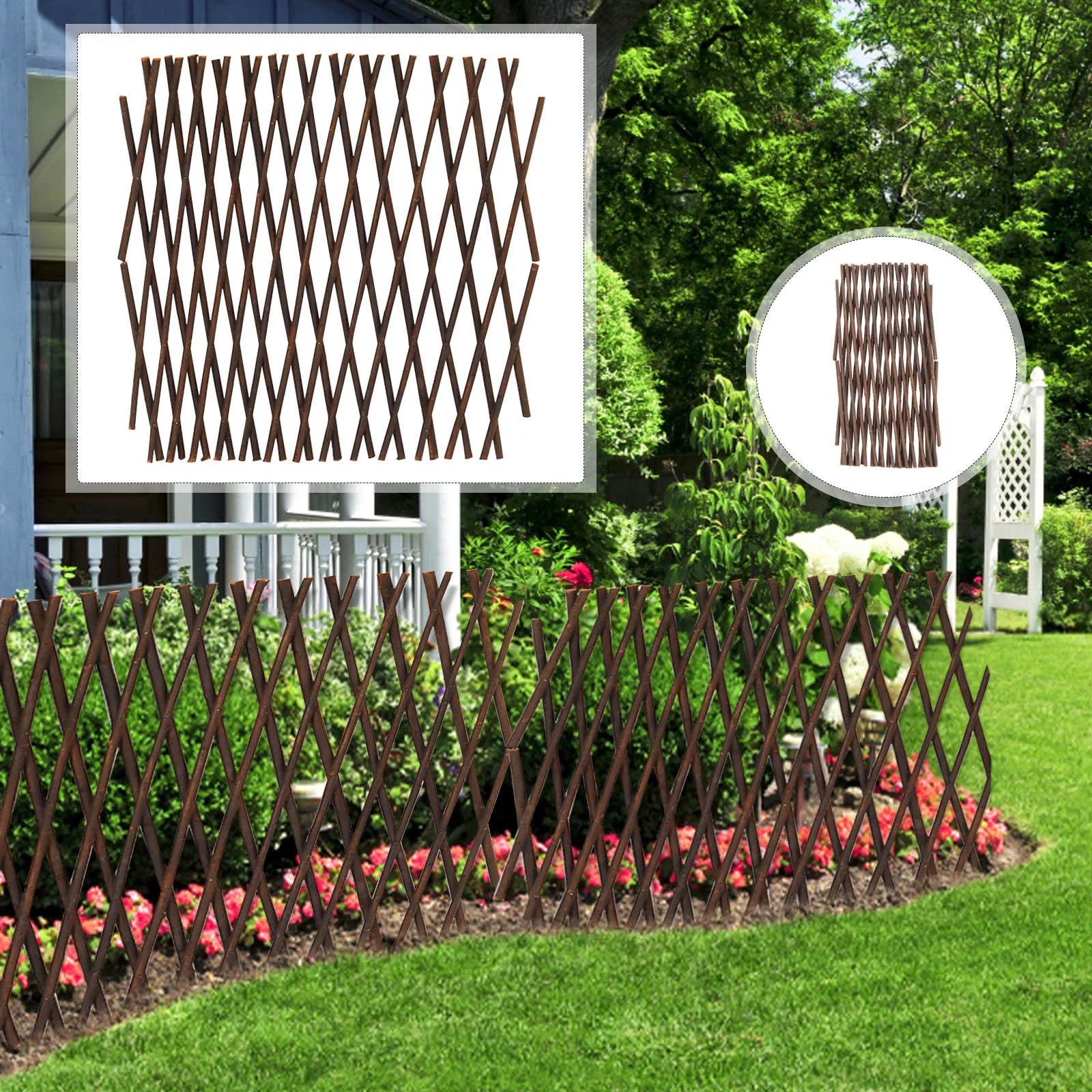 Garden Expanding Wooden Trellis Expandable Trellises Aluminum Riveted Each Piece Expands to Climbing Plants Support Peaceful Pleasures Health and Wellness