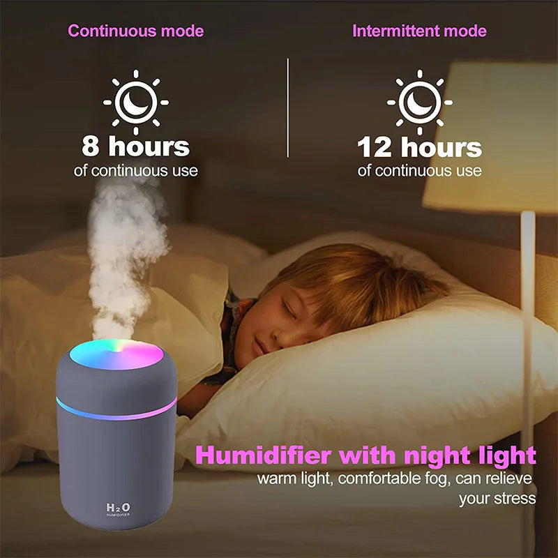 Portable Mini LED Light Cup Spray Humidifier Spray Mist Double Wet Aroma Essential Oil Diffuser H2O Car Air Humidifiers Peaceful Pleasures Health and Wellness