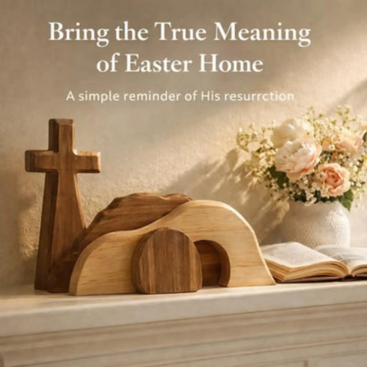 Wooden Easter Empty Tomb & Cross Resurrection Scene Decor Set Easter Scene Decor Oasis Select