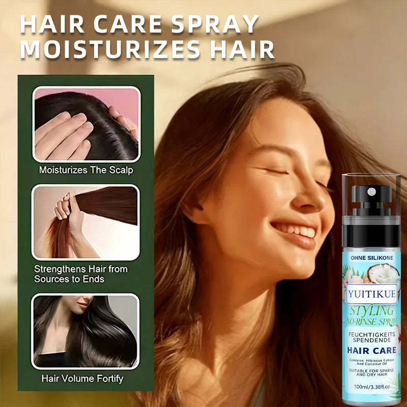 YUITIKUE No-Rinse Styling Hair Spray | With Coconut Oil & Hibiscus Extract | For Dry & Sparse Hair Moisturizing & Styling 100ml Peaceful Pleasures Health and Wellness