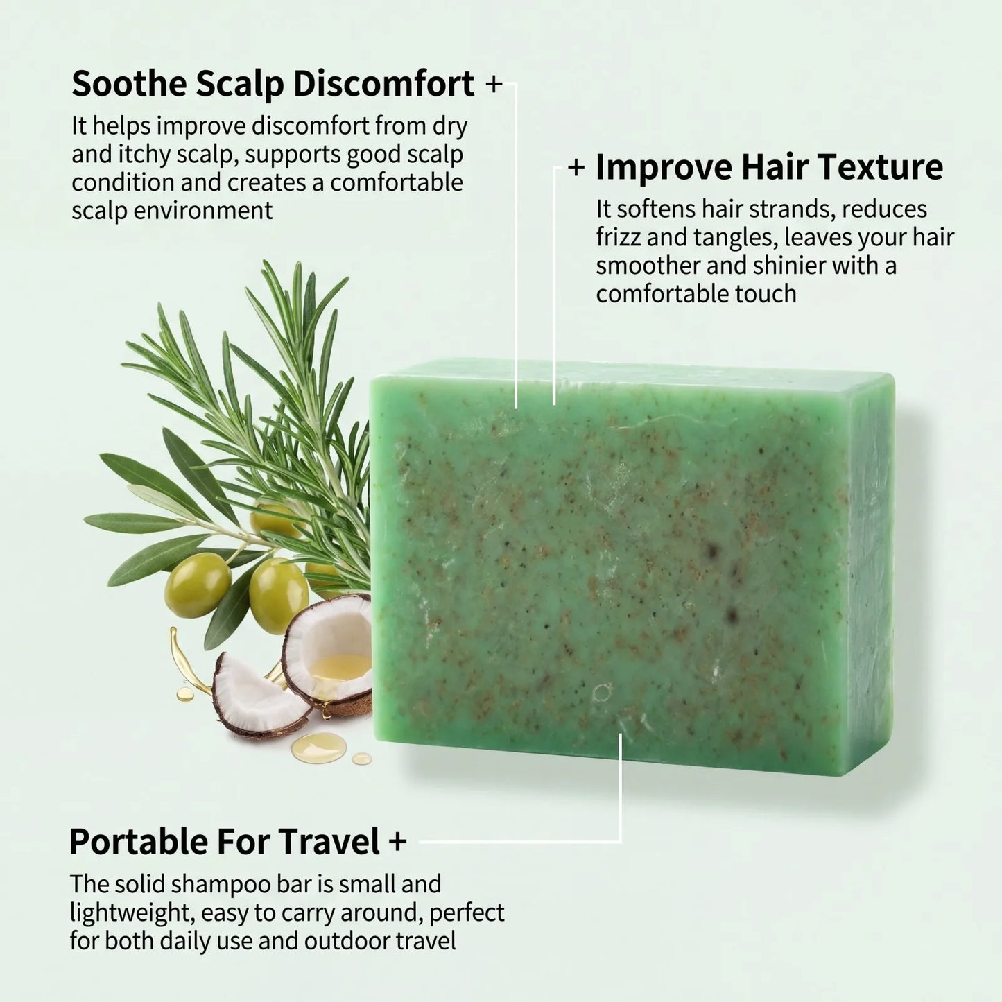 Rosemary Volumizing Shampoo Bar | Natural Oils & Frizz Control