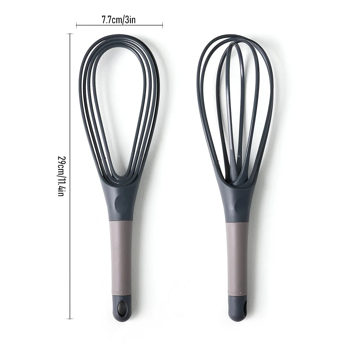 Compact Handheld Rotary Egg Whisk Ergonomic Beater with Foaming Wires for Cake Batter Mixing Cream Blending Kitchen Egg Tools li Peaceful Pleasures Health and Wellness grey