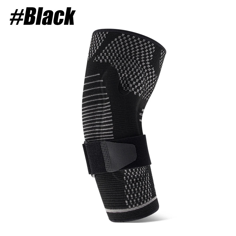 Arthritis Elbow Compression Sleeve with Strap - Adjustable Arm Support Brace with Gel Pad for Tendinitis,Golfers,Weightlifting Peaceful Pleasures Health and Wellness Black-1PCS M