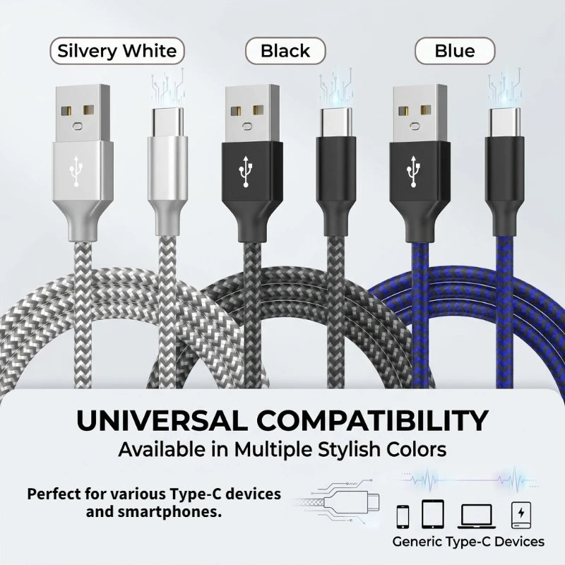 USB To Type-C Nylon Data Cable Supports 10A Ultra-Fast Charging 1m/3m Pptional Both Electrical Charging And Data Transmission Peaceful Pleasures Health and Wellness