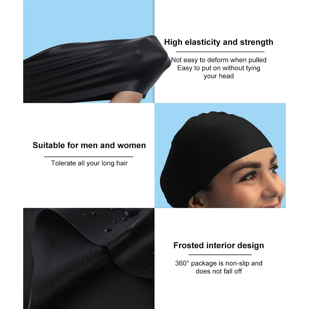 Silicone Swimming Cap for Long Hair Braid Waterproof Women Men Ladies High Elasticity Ears Protection Large Silicone Diving Cap Peaceful Pleasures Health and Wellness