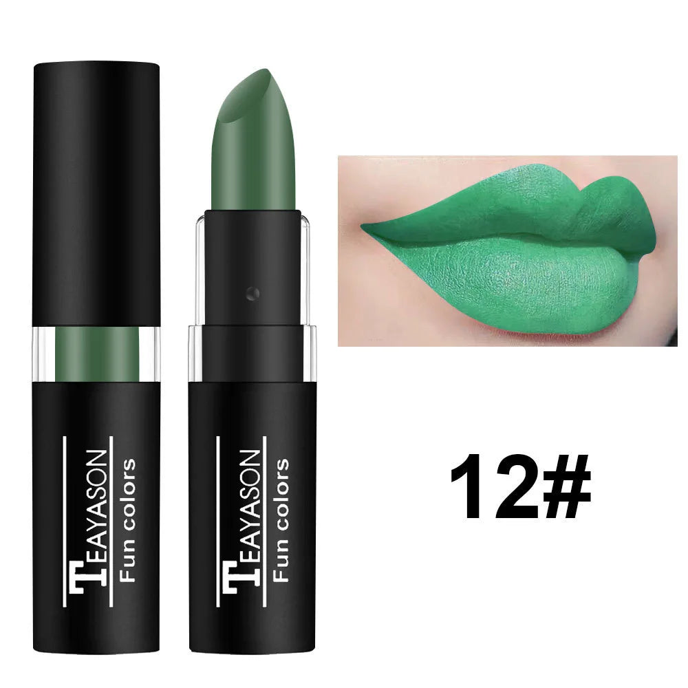 TEAYASON 12-Color Matte Lipstick – Waterproof Long-Lasting