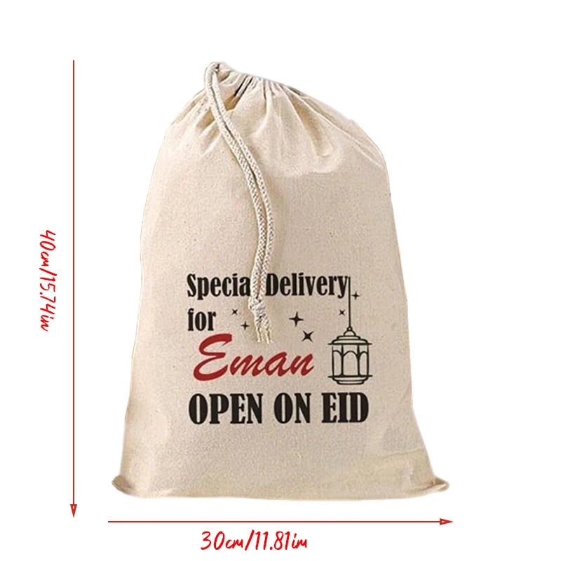 Personalised Eid Drawstring Gift Bag | Ramadan Kids Present Personalised Gift Bag Peaceful Pleasures Health and Wellness