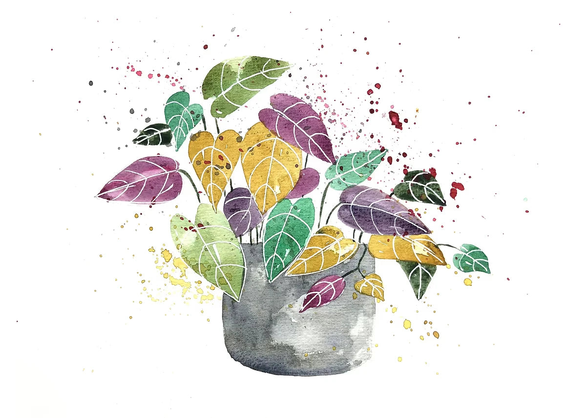 Plant Potted Watercolor Poster Family Garden Houseplant Botanical Canvas Printing Wall Art Picture for Living Room Home Decor Peaceful Pleasures Health and Wellness