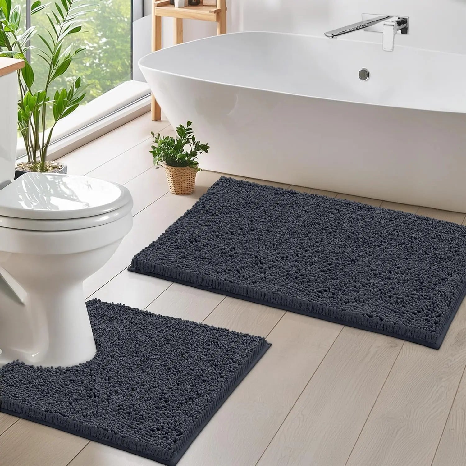 1/2Pieces Bathroom Rugs Non-Slip Chenille Bath Rug Ultra Soft Super Absorbent Bath Mat for Bathroom Toilet Tub Peaceful Pleasures Health and Wellness