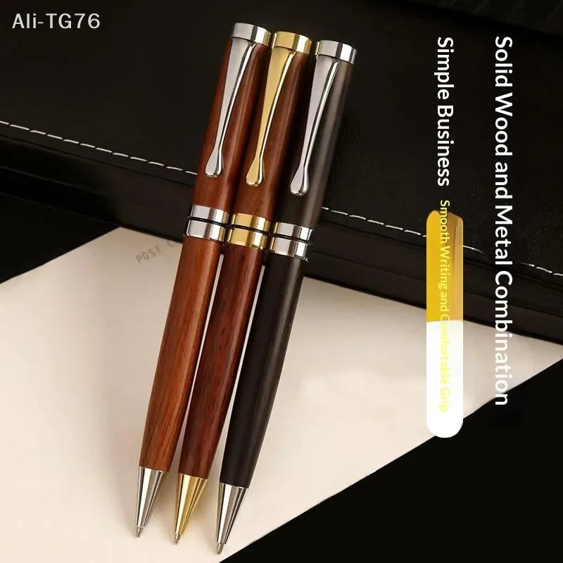 Premium Metal & Sandalwood Rotating Ballpoint Pen + Gift Case